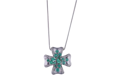Collana con pendente con smeraldi e diamanti - Asta Preziosi Collana con pendente con smeraldi e diamanti - Asta Preziosi