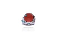 Anello con corallo, diamanti e pietre - Asta Preziosi Anello con corallo, diamanti e pietre - Asta Preziosi