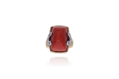 Anello con corallo e diamanti - Asta Preziosi Anello con corallo e diamanti - Asta Preziosi