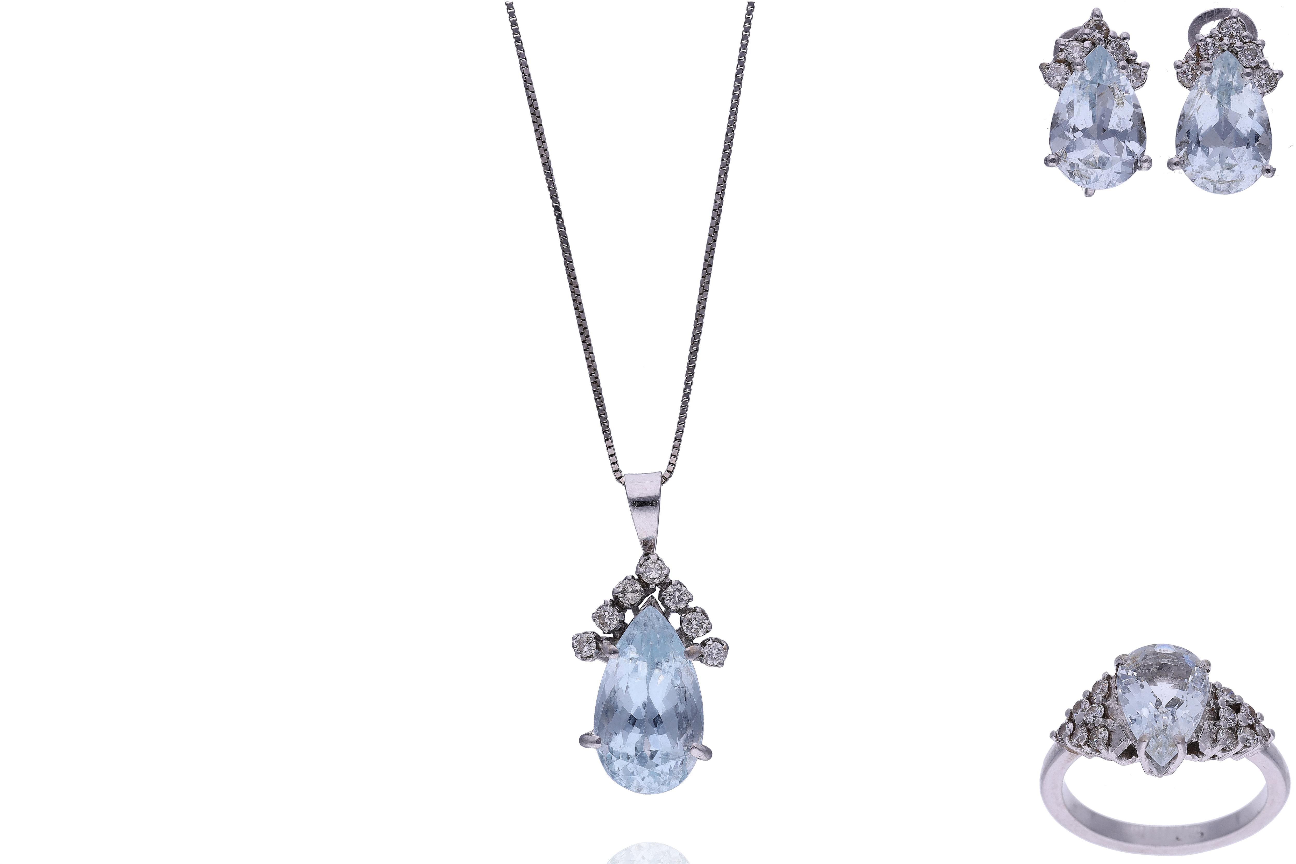 Parure con acquemarine e diamanti - Asta Preziosi