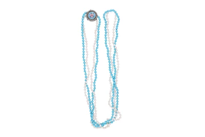 Collana di perle coltivate, pietre, diamanti e smalto - Asta Preziosi Collana di perle coltivate, pietre, diamanti e smalto - Asta Preziosi