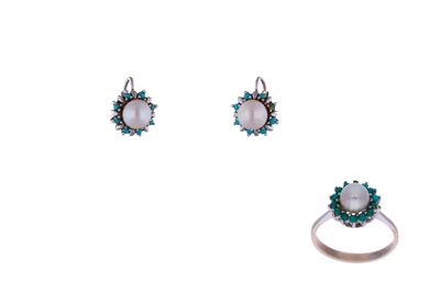 Parure con pietre e perle coltivate - Asta Preziosi Parure con pietre e perle coltivate - Asta Preziosi