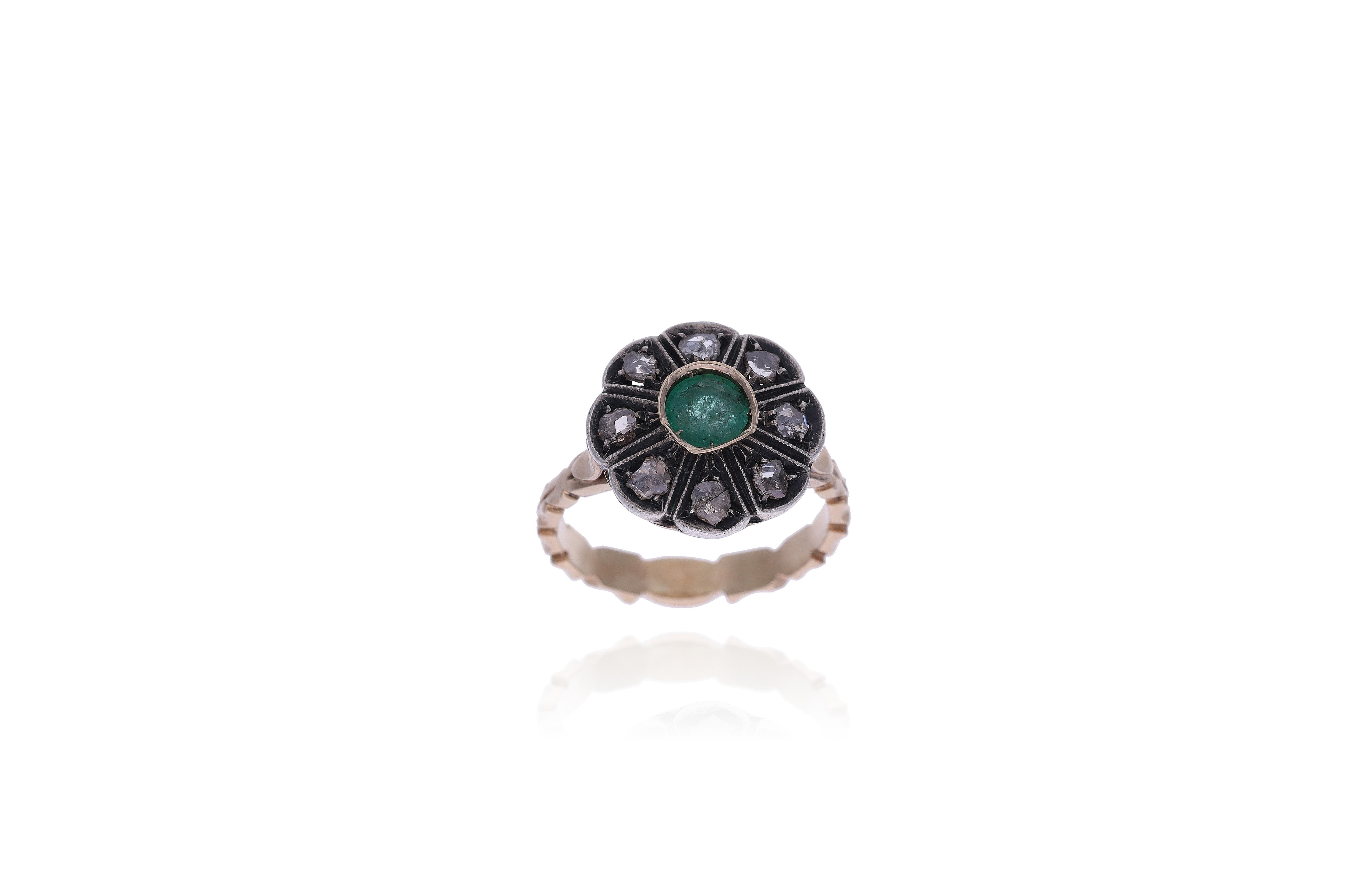 Anello con diamanti e smeraldo - Asta Preziosi