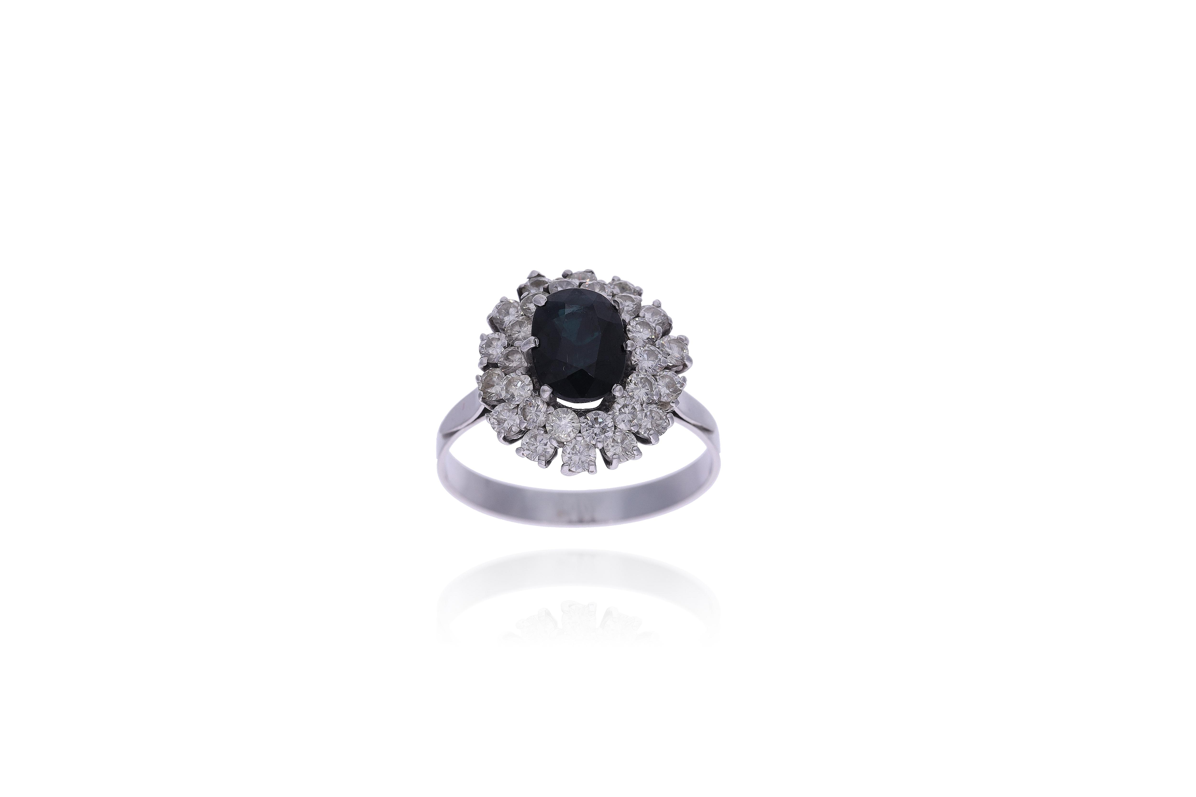 Anello con diamanti e zaffiro - Asta Preziosi