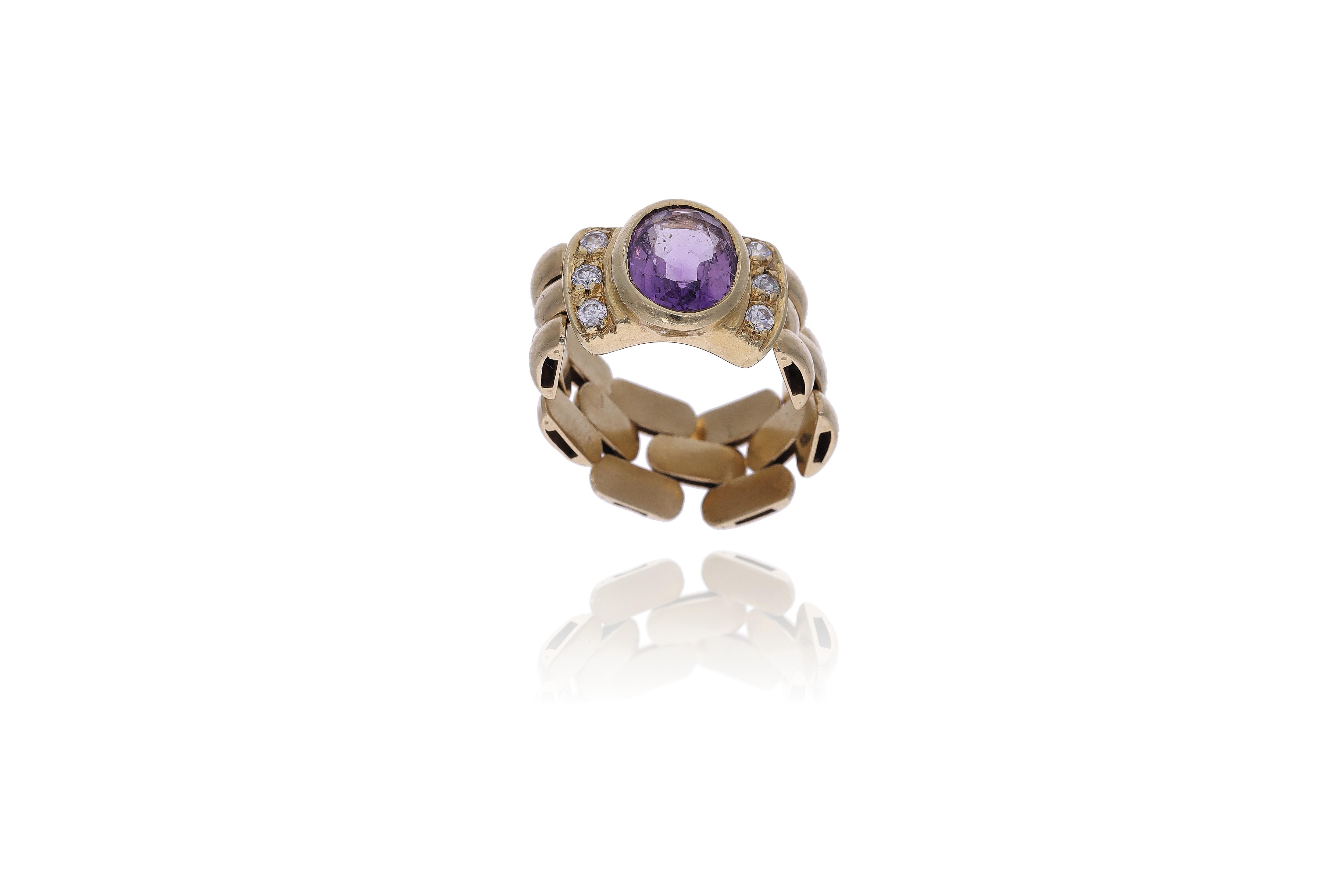 Anello con ametista e pietre - Asta Preziosi