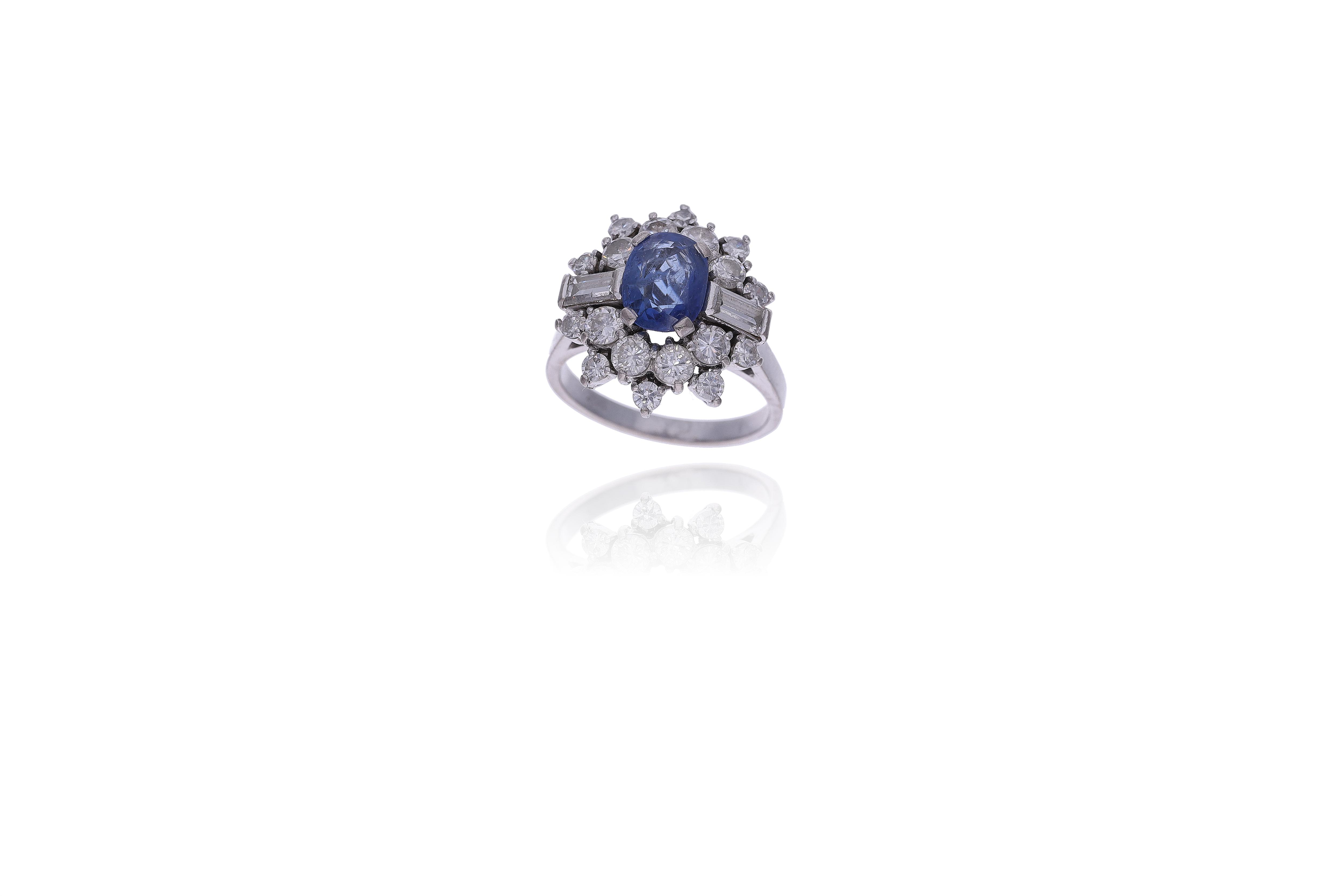 Anello con diamanti e zaffiro - Asta Preziosi