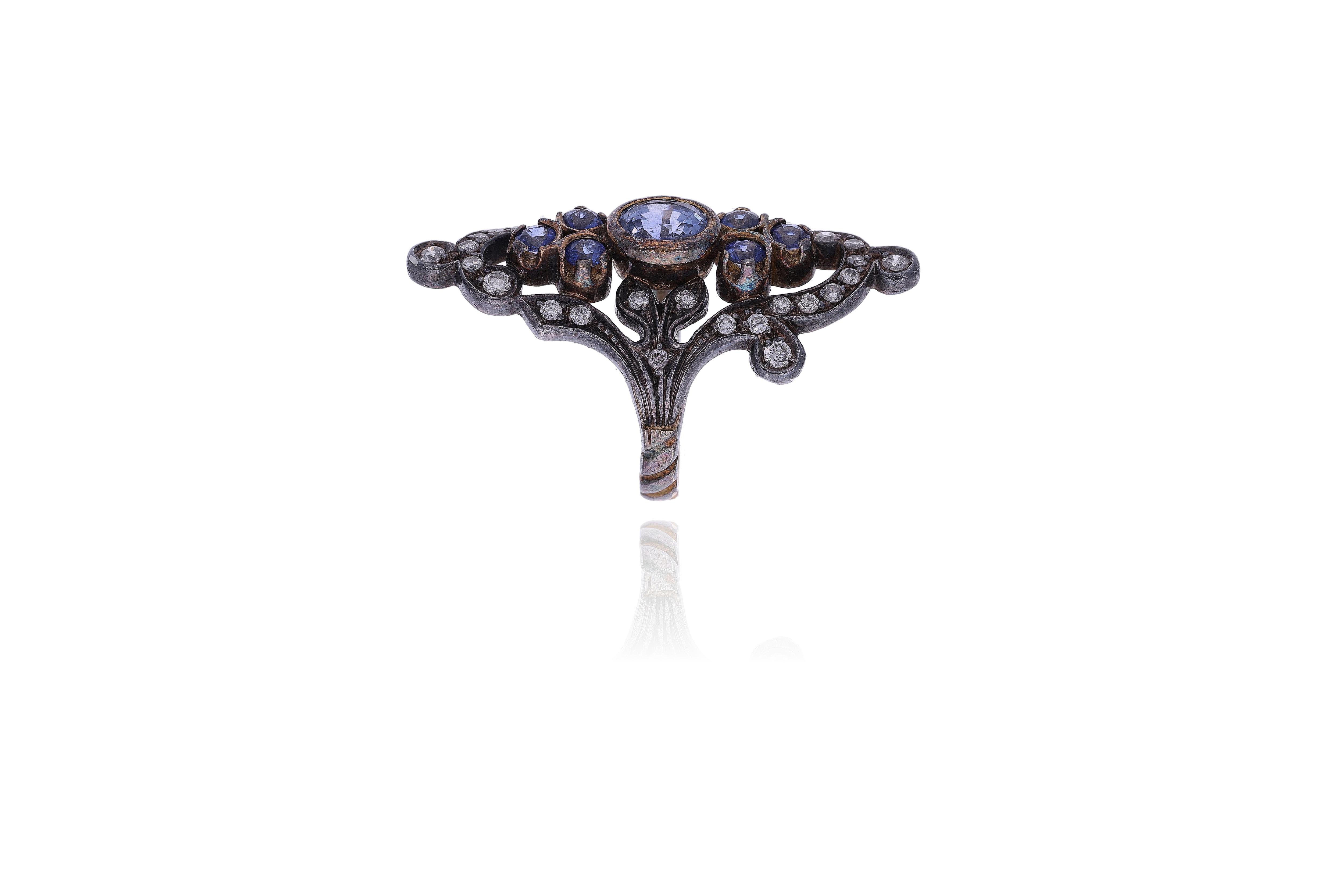 Anello con diamanti zaffiri e pietre - Asta Preziosi