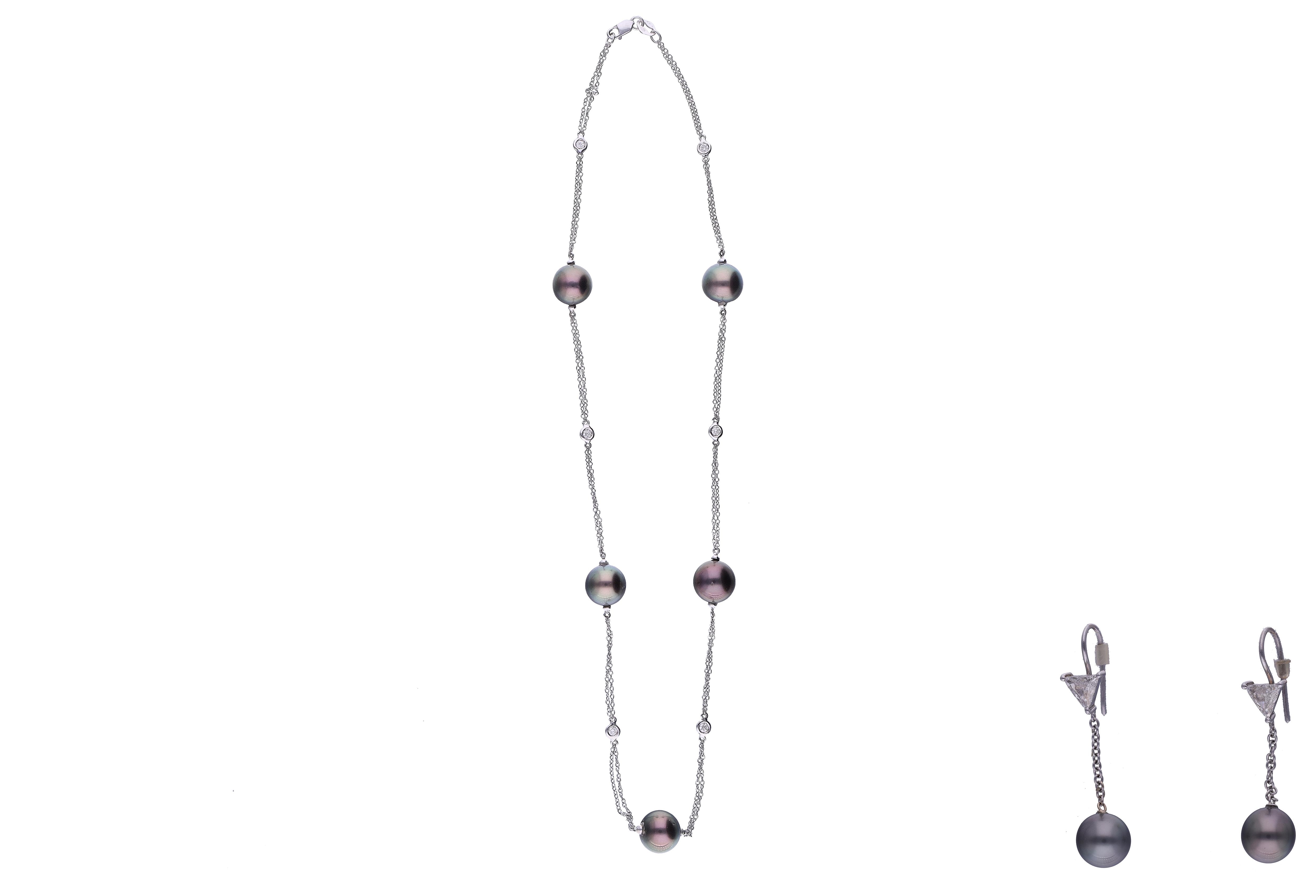 Parure con diamanti e perle coltivate - Asta Preziosi