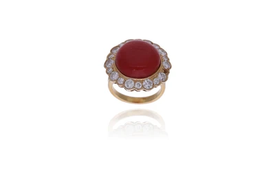 Anello con diamanti e corallo - Asta Preziosi
