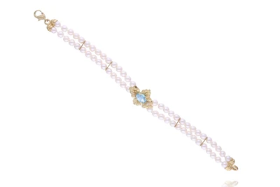 Bracciale con perle coltivate, topazio - Asta Preziosi