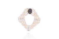 Bracciale di perle coltivate con diamanti e zaffiro - Asta Preziosi