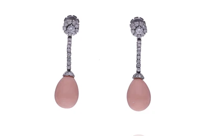 Orecchini con diamanti e coralli - Asta Preziosi