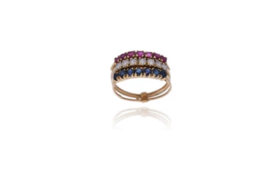 Anello con zaffiri, rubini e diamanti - Asta Preziosi