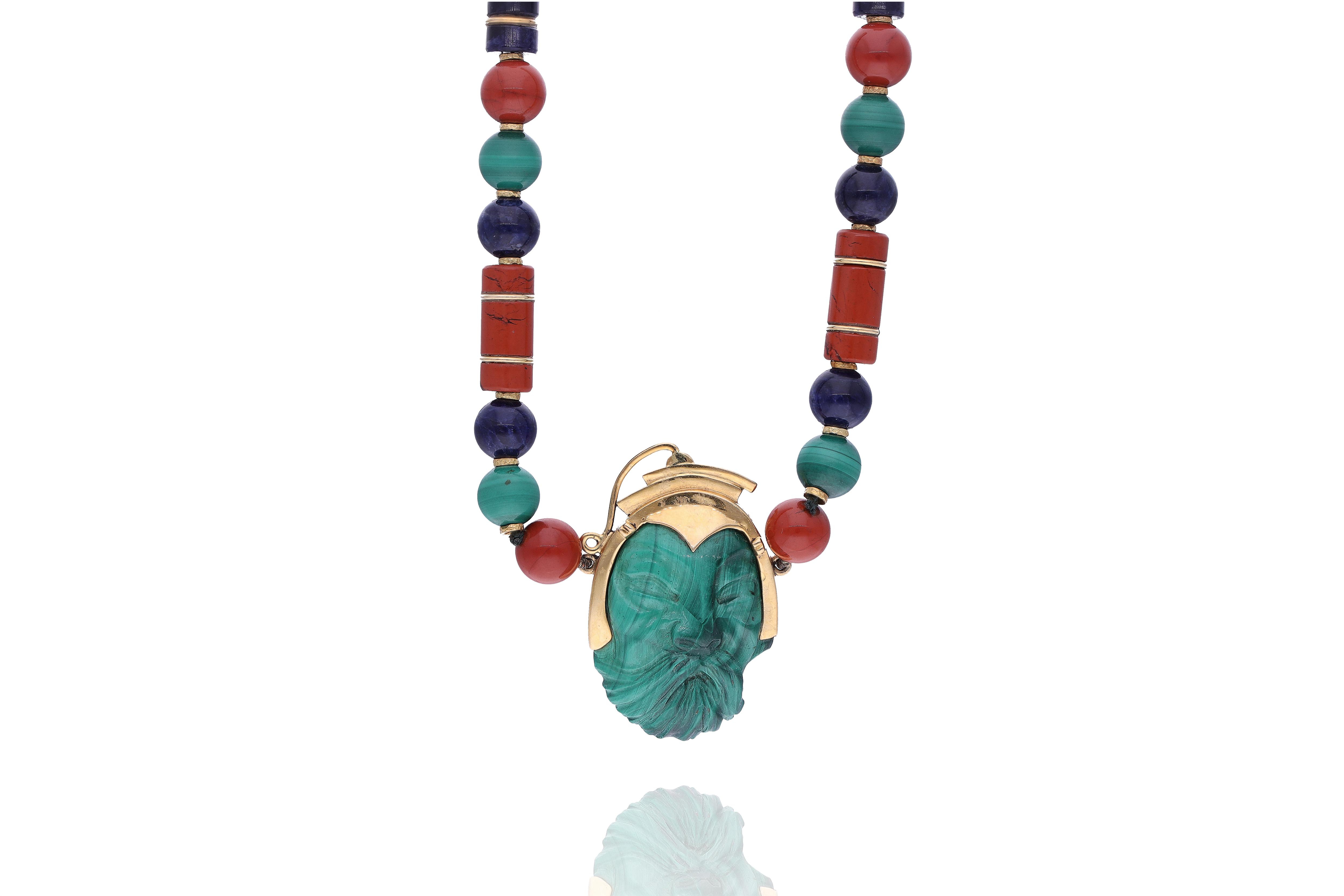 Collana con sodalite, malachite e diaspro - Asta Preziosi