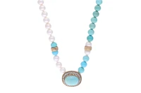 Collana con turchesi trattati, pietre, perle coltivate e diamanti - Asta Preziosi Online Collana con turchesi trattati, pietre, perle coltivate e diamanti - Asta Preziosi Online