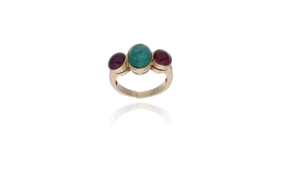 Anello con smeraldo, rubini e diamanti - Asta Preziosi Online Anello con smeraldo, rubini e diamanti - Asta Preziosi Online