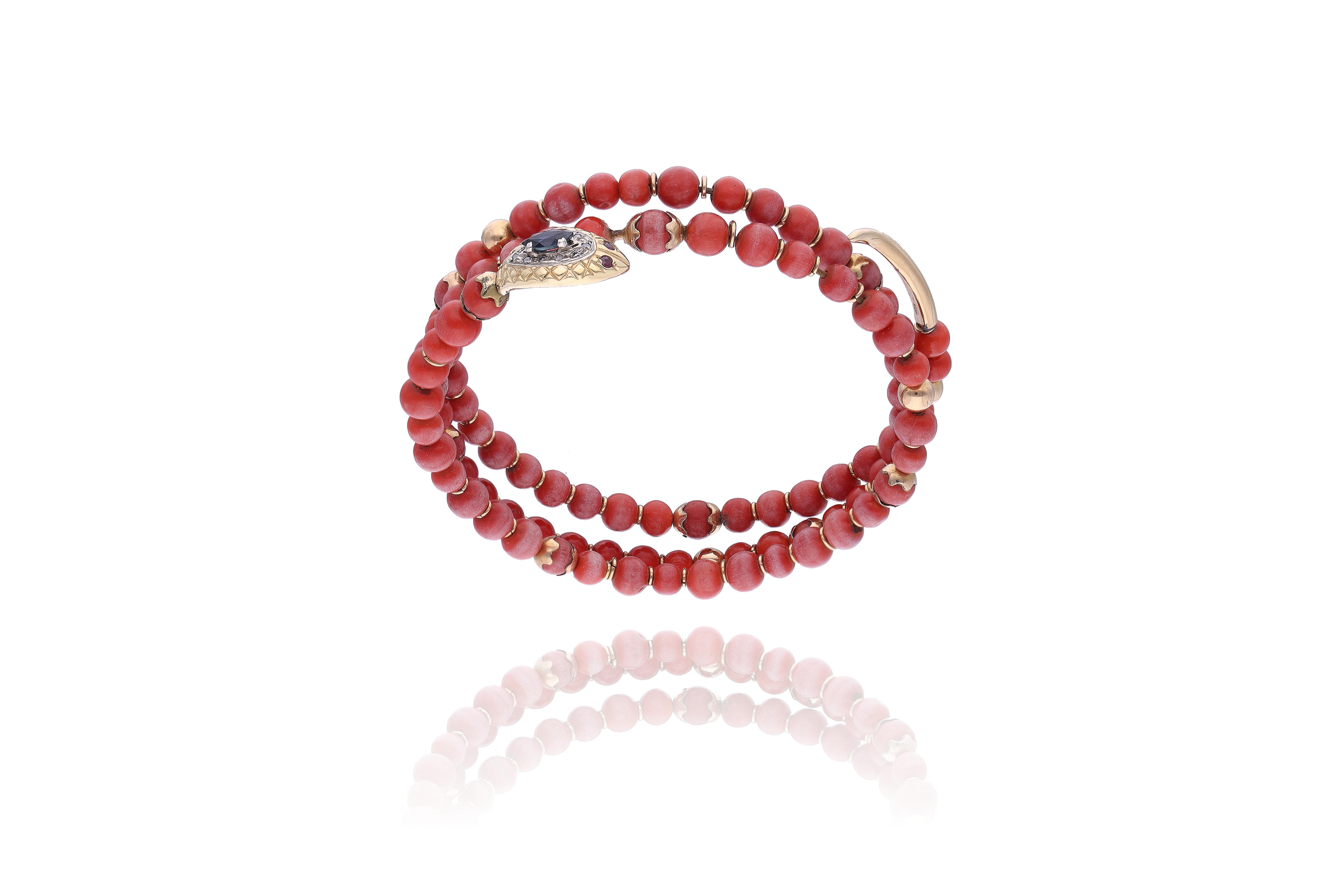Bracciale con coralli, zaffiro e diamanti - Asta Preziosi Online