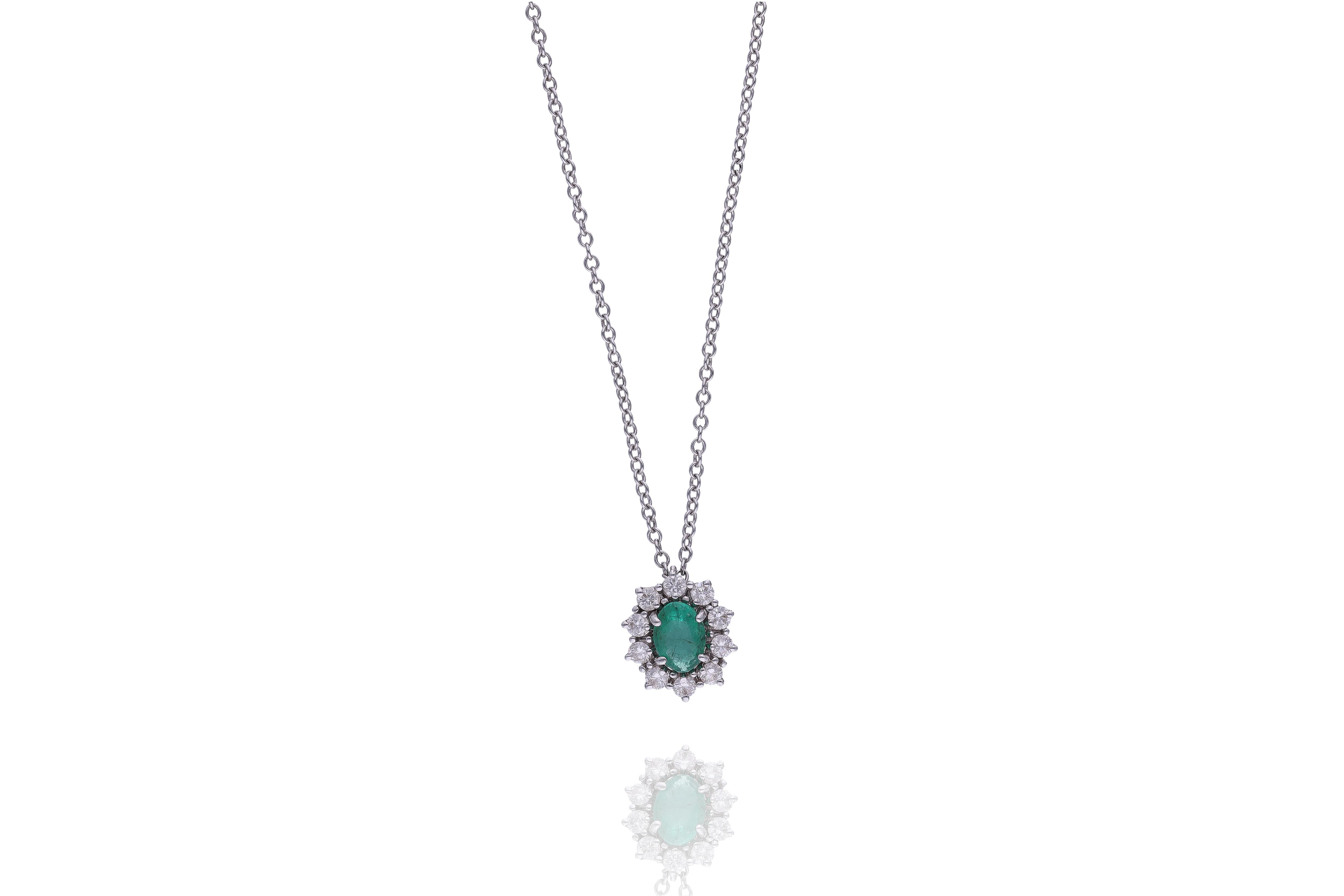 Collana con pendente con smeraldo e diamanti - Asta Preziosi Online