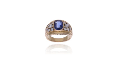 Anello con zaffiro e diamanti - Asta Preziosi Online
