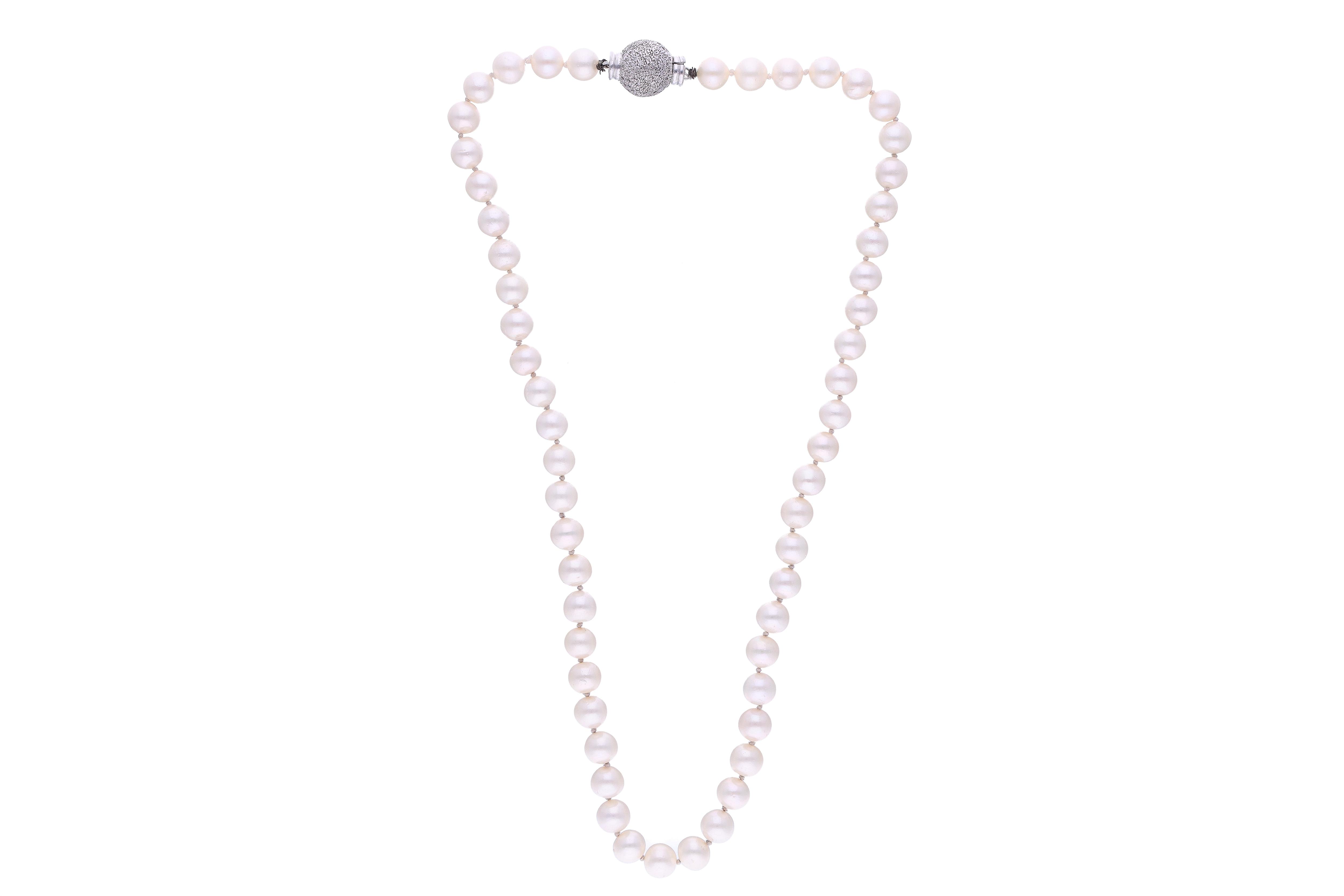 Collana di perle coltivate con diamanti - Asta Preziosi Online