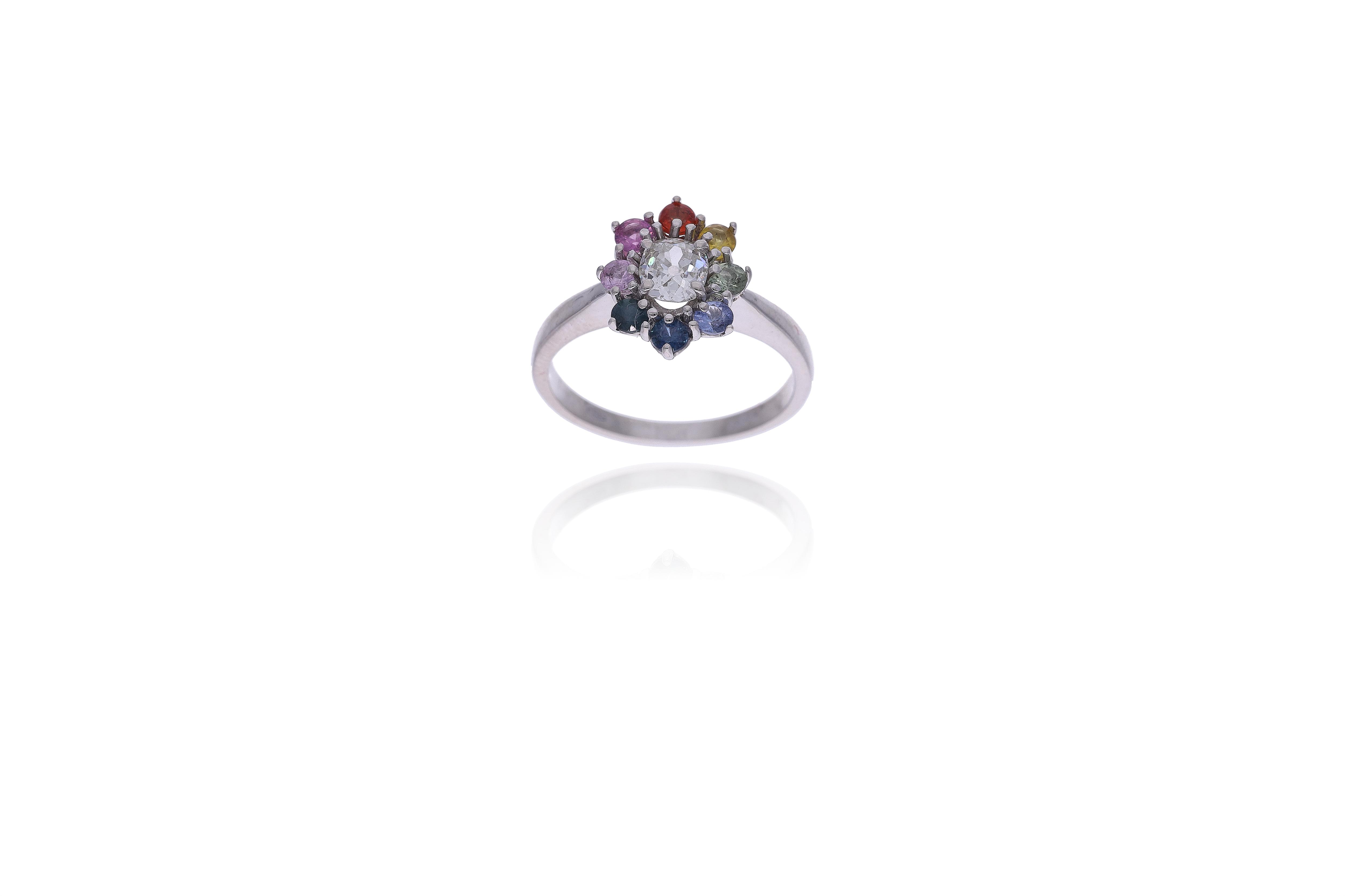 Anello con diamante, zaffiri e pietre - Asta Preziosi Online