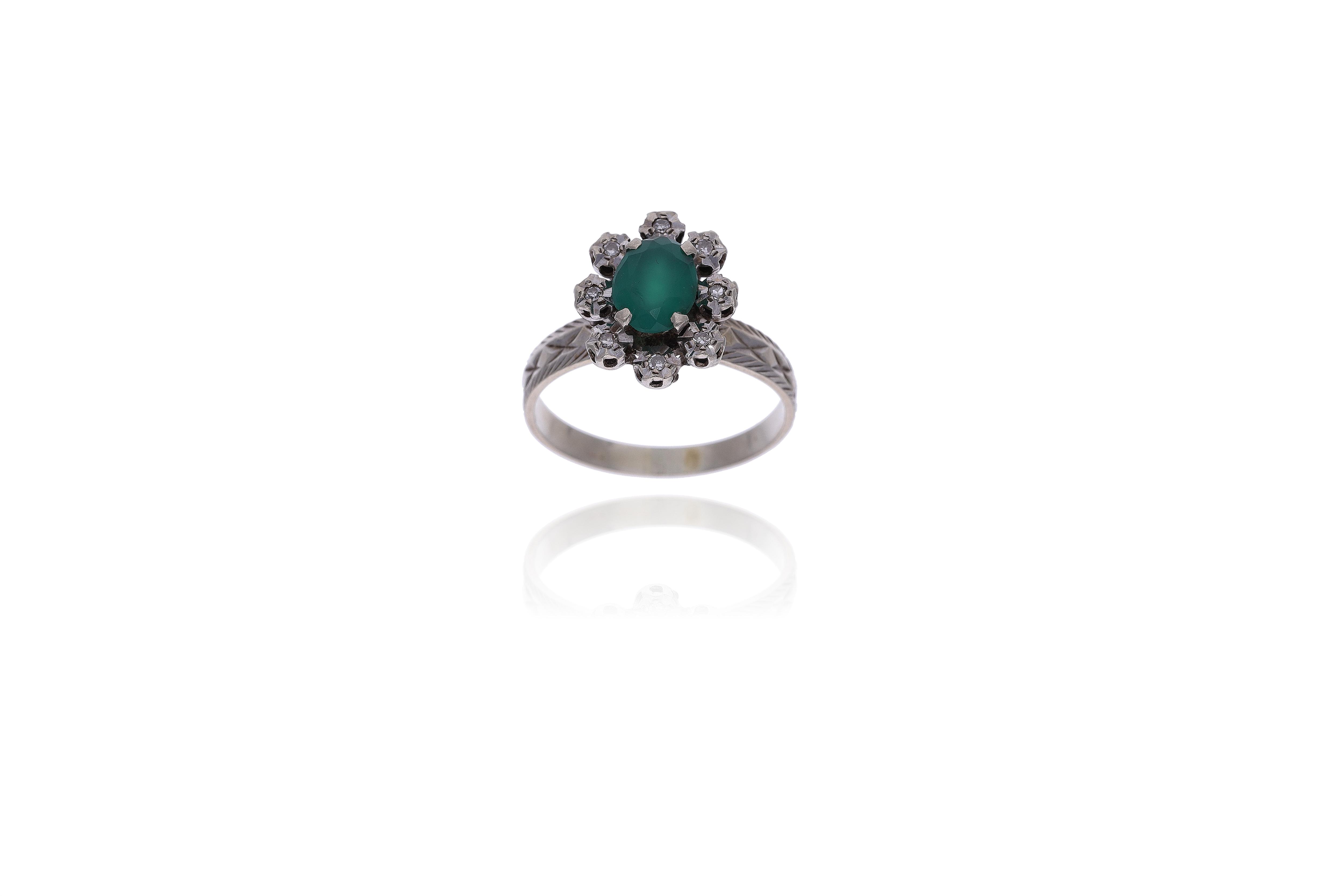 Anello con diamanti e pietra - Asta Preziosi Online