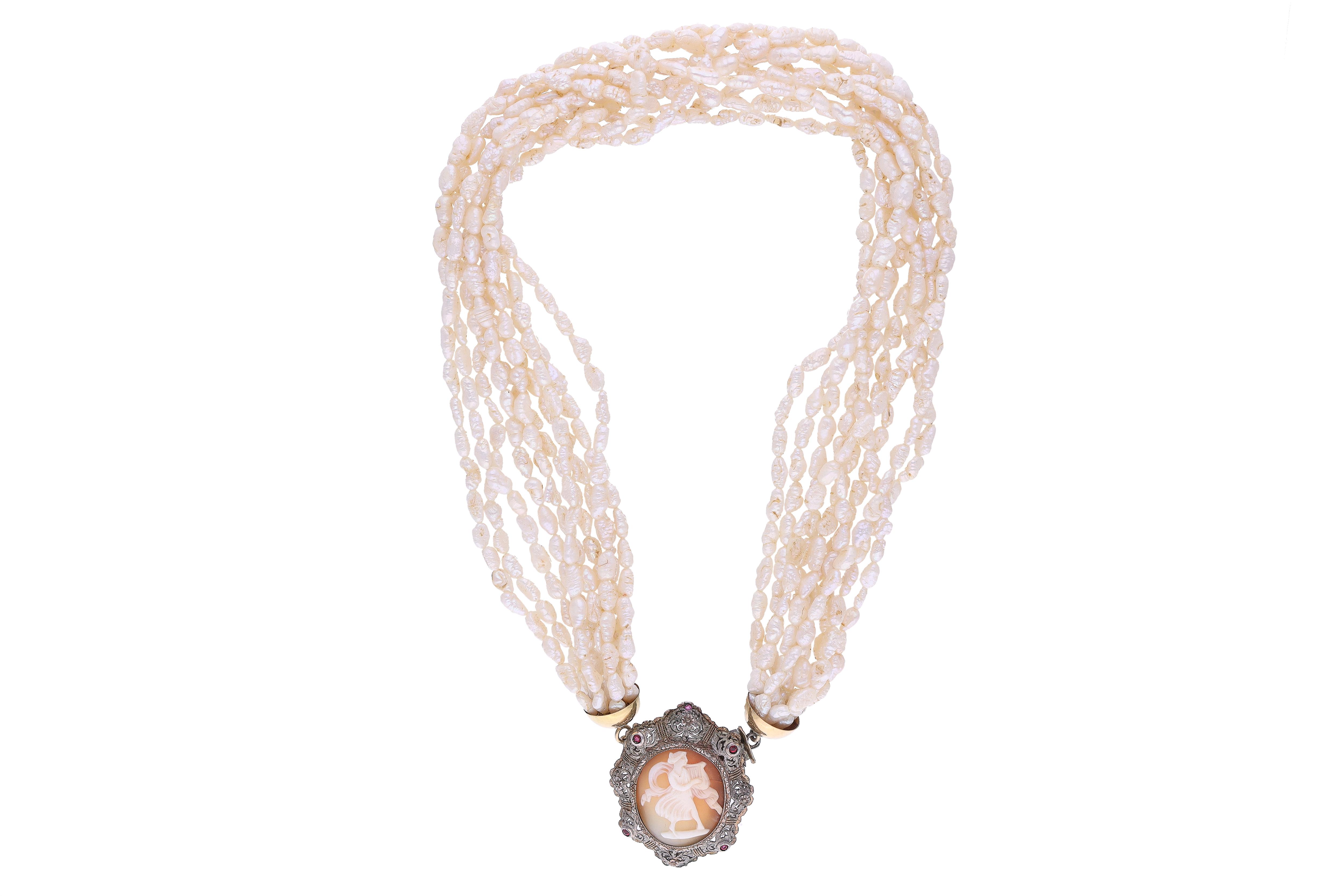Torchon di perle con cammeo e pietre - Asta Preziosi Online