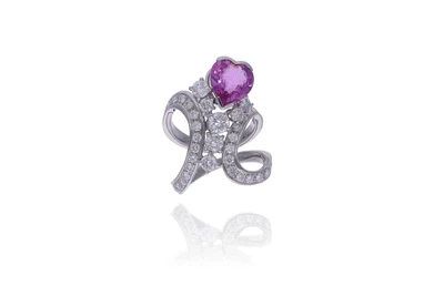 Anello con zaffiro rosa e diamanti - Asta Preziosi Online Anello con zaffiro rosa e diamanti - Asta Preziosi Online