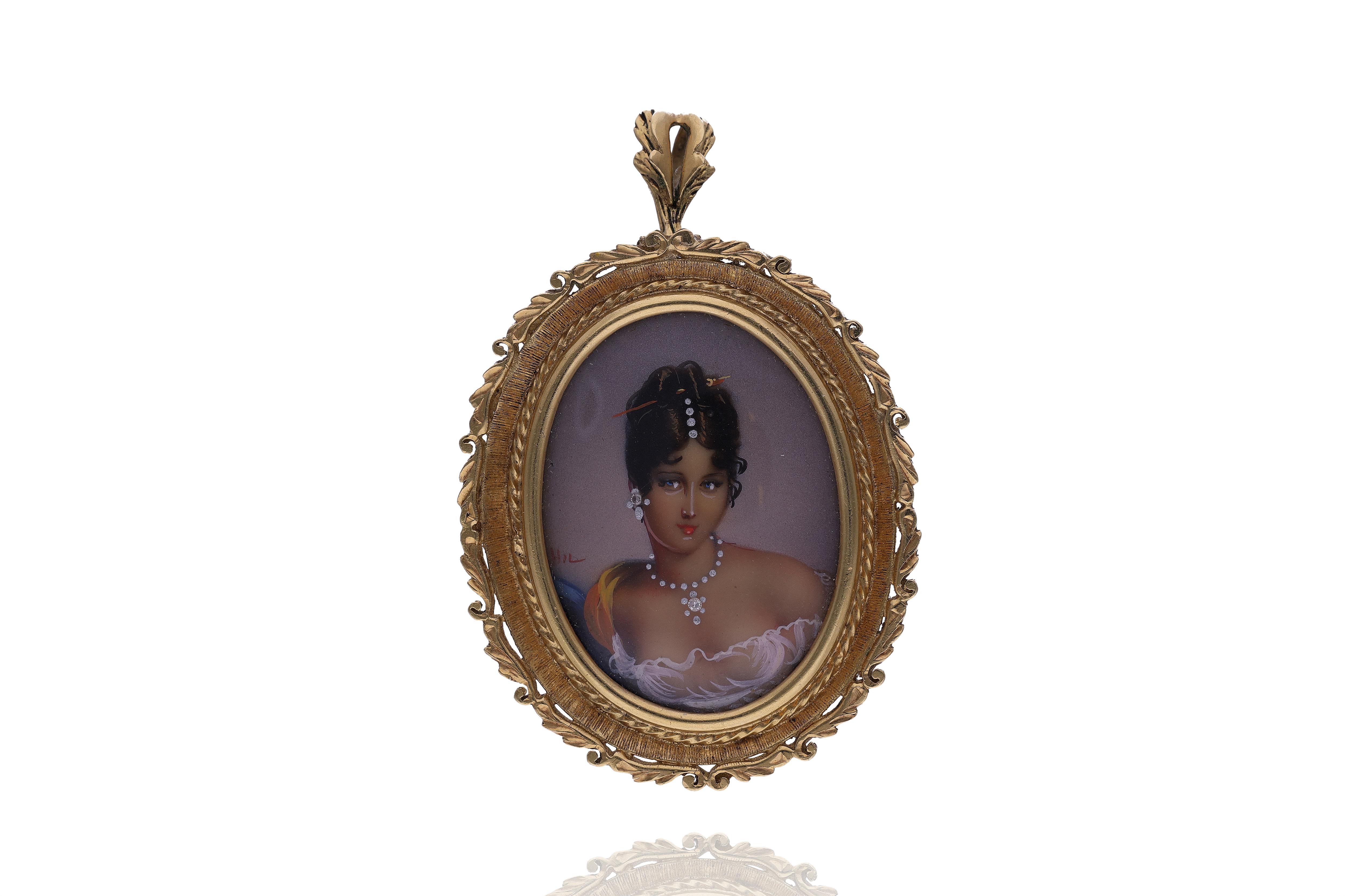 Spilla/Ciondolo portaritratto con diamanti - Asta Preziosi Online