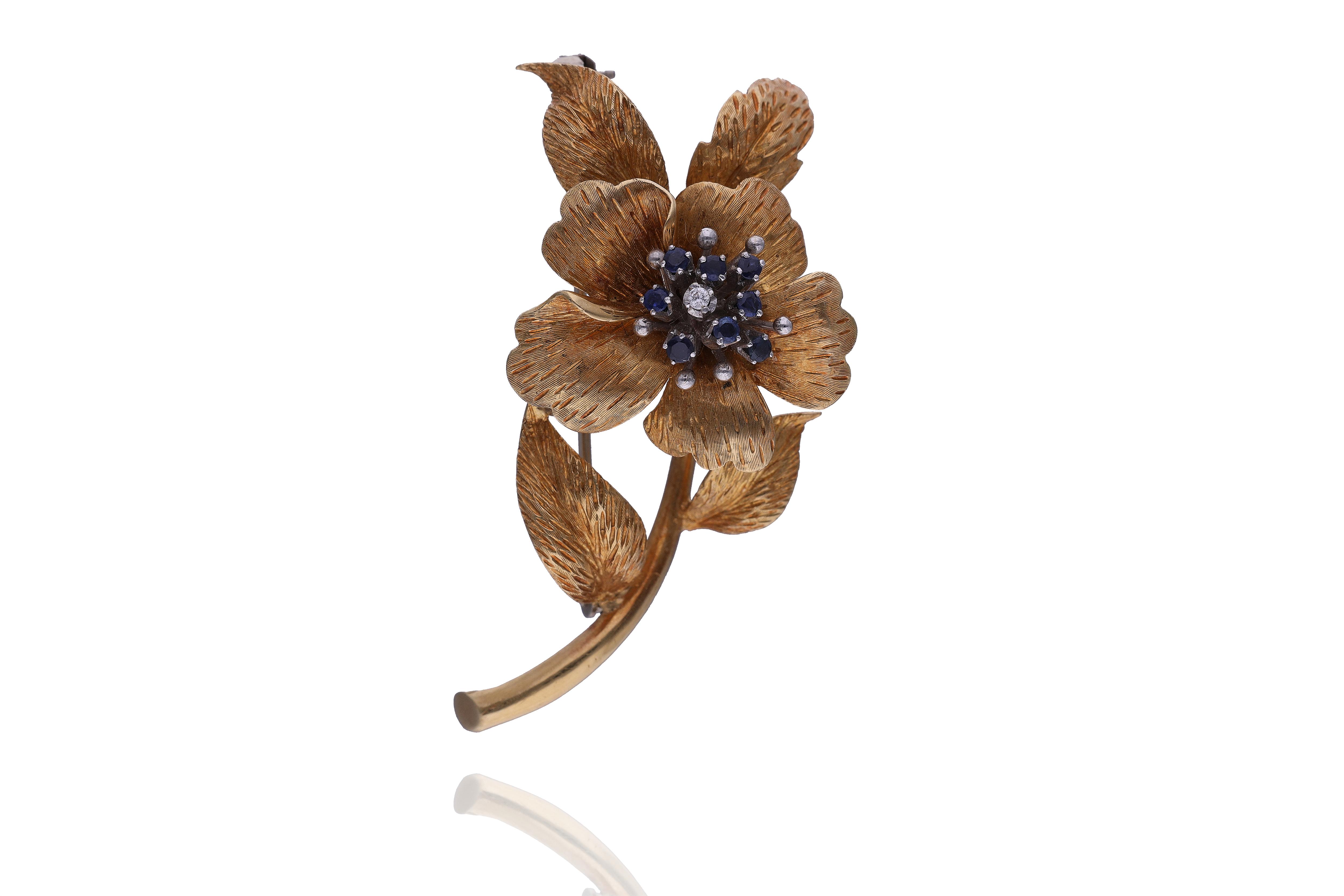 Spilla con diamante, zaffiri e pietre - Asta Preziosi Online