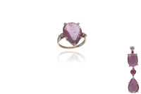 Parure con tormaline rosa, diamanti e pietre - Asta Preziosi Online