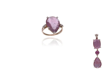 Parure con tormaline rosa, diamanti e pietre - Asta Preziosi Online