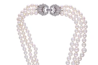 Collana di perle coltivate e diamanti - Asta Preziosi Online