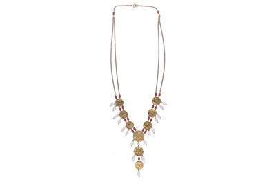 Collana con corallo e perle coltivate - Asta Preziosi Online