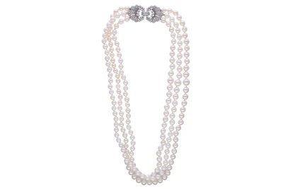 Collana di perle coltivate e diamanti - Asta Preziosi Online