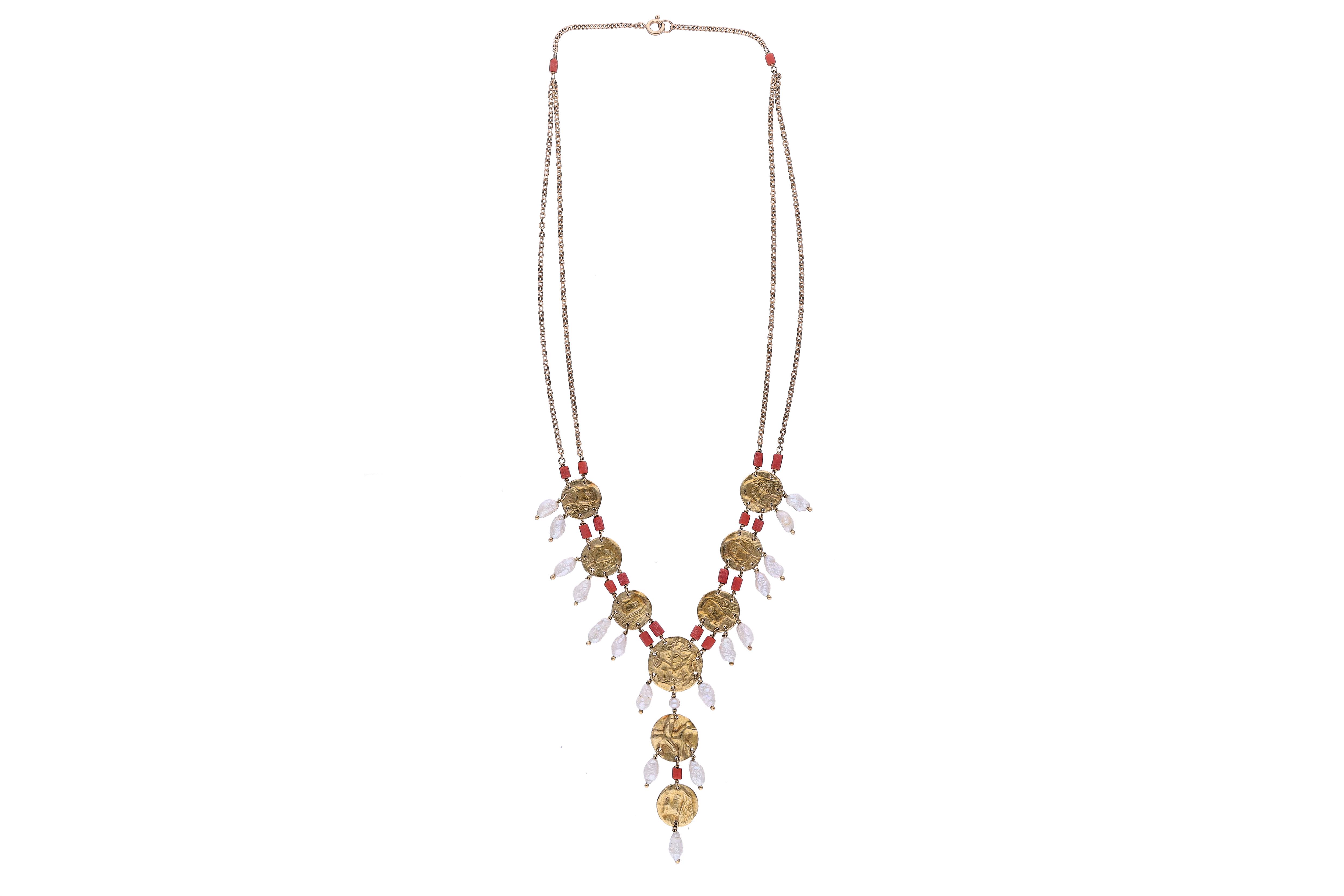 Collana con corallo e perle coltivate - Asta Preziosi Online