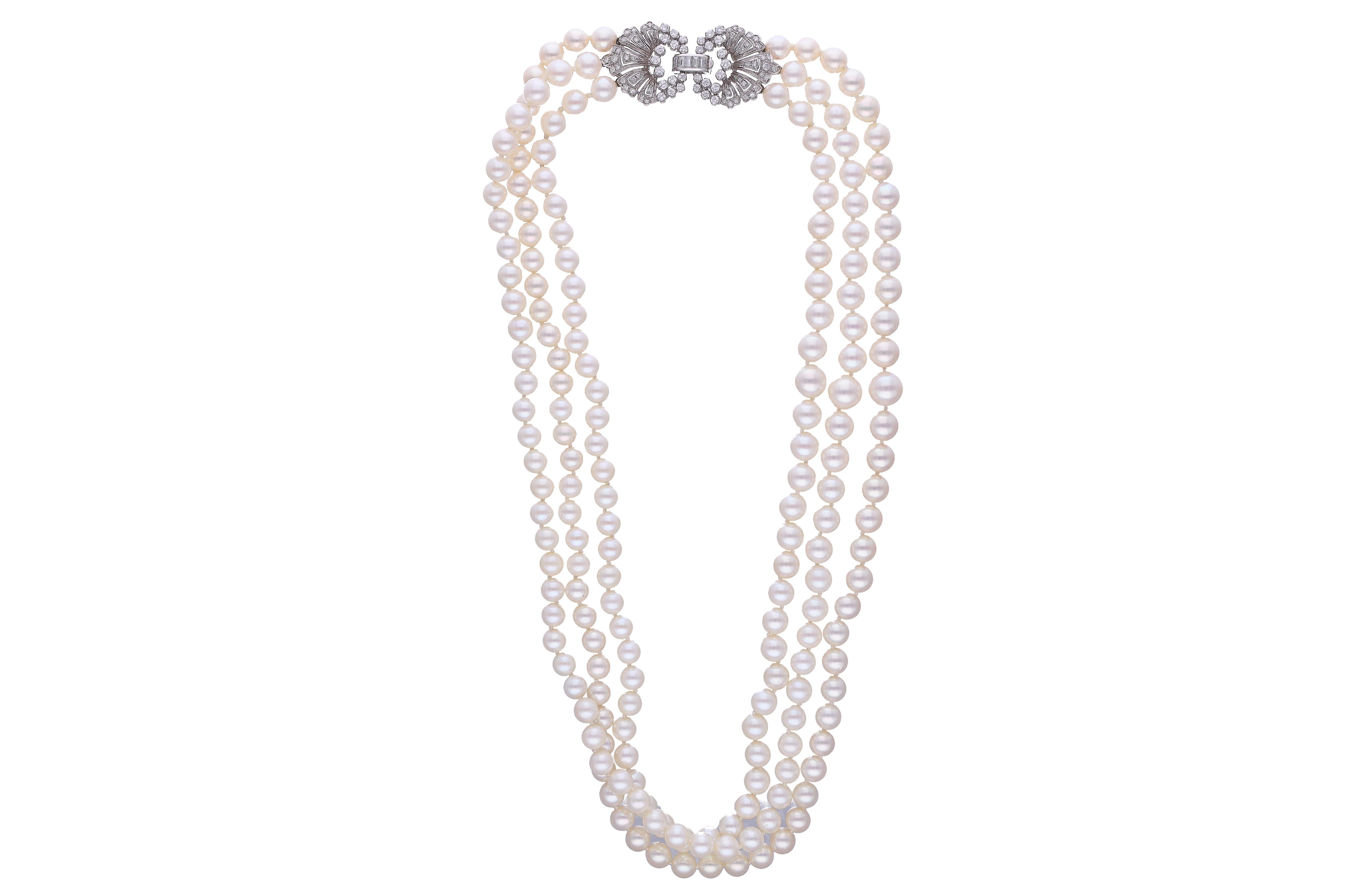 Collana di perle coltivate e diamanti - Asta Preziosi Online