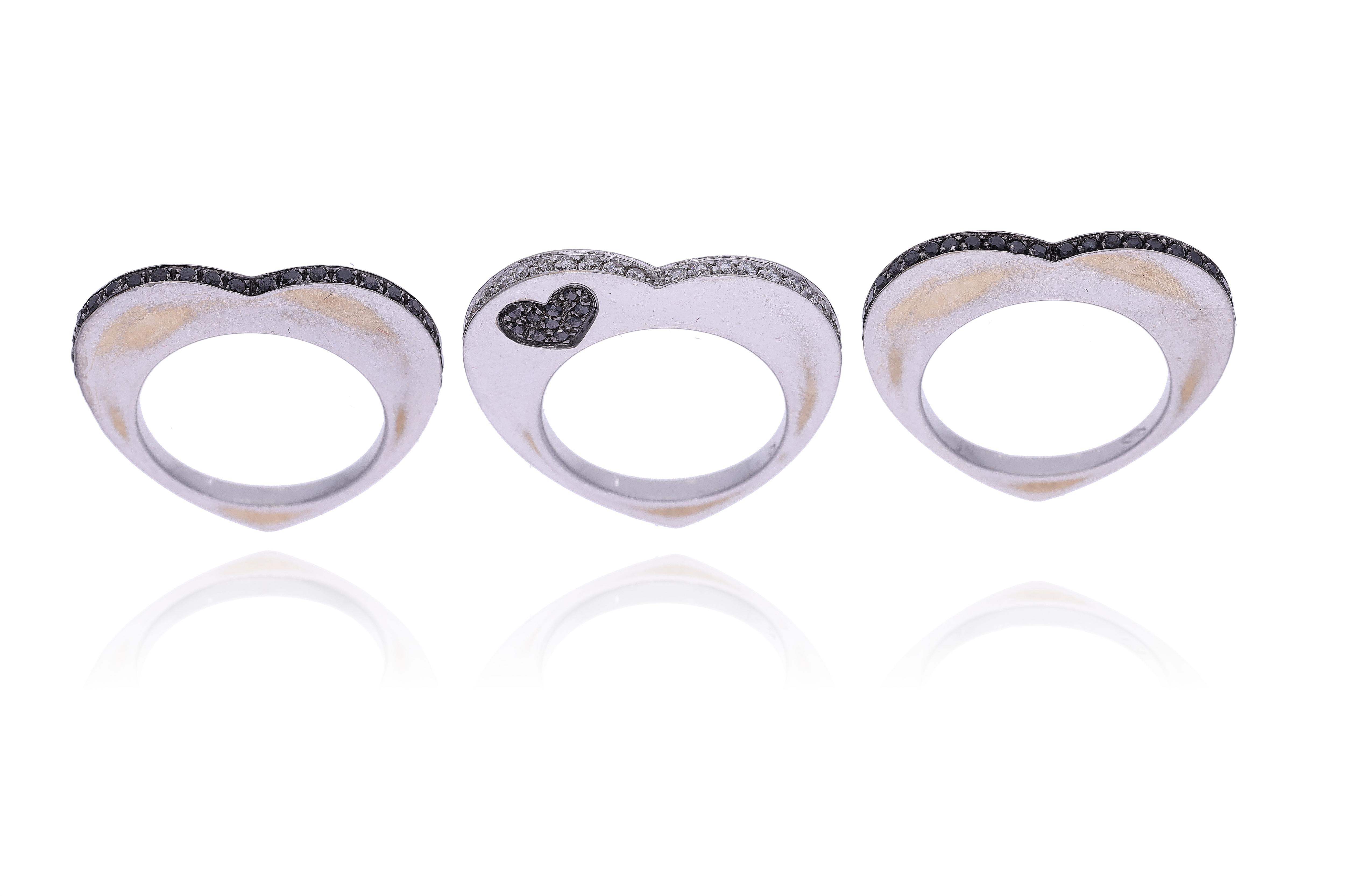 Tre anelli con diamanti, diamanti neri e pietre - Asta Preziosi Online