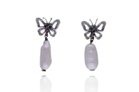 Orecchini con perle coltivate, rubini, smeraldi e diamanti - Asta Preziosi Online