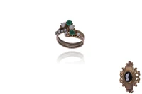 Anello e spilla con perle coltivate e pietre - Asta Preziosi Online