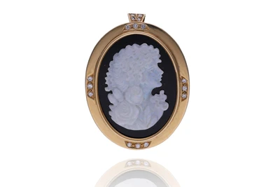 Spilla/Ciondolo con cammeo e diamanti - Asta Preziosi Online