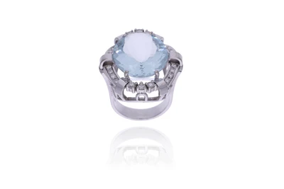 Anello con diamanti e acquamarina - Asta Preziosi Online