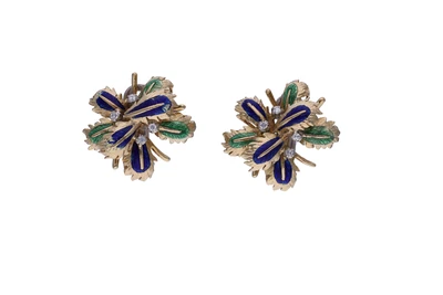 Orecchini con diamanti e smalti - Asta Preziosi Online