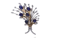 Spilla con zaffiri e diamanti - Asta Preziosi Online