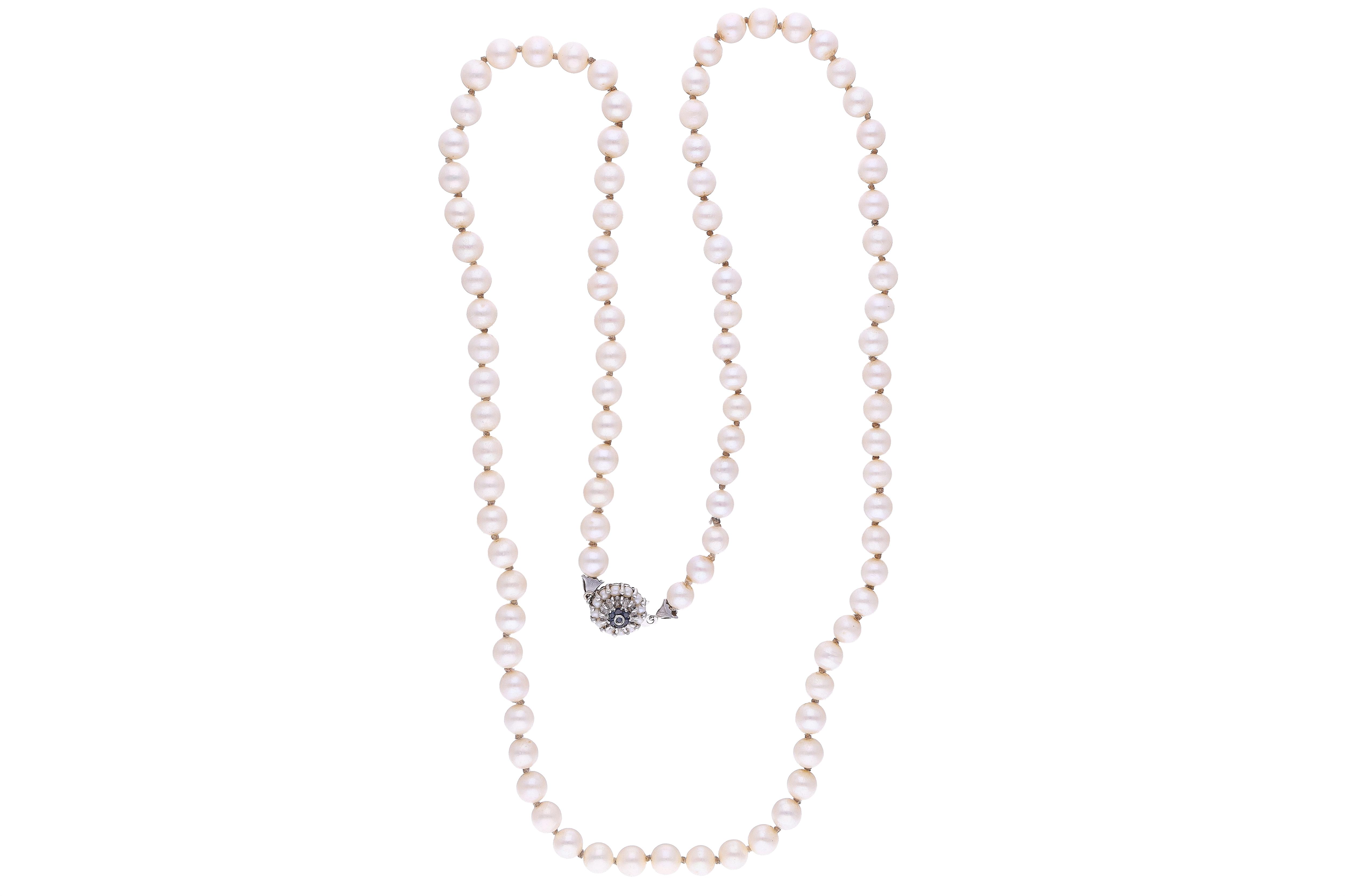 Collana di perle coltivate con zaffiri - Asta Preziosi Online