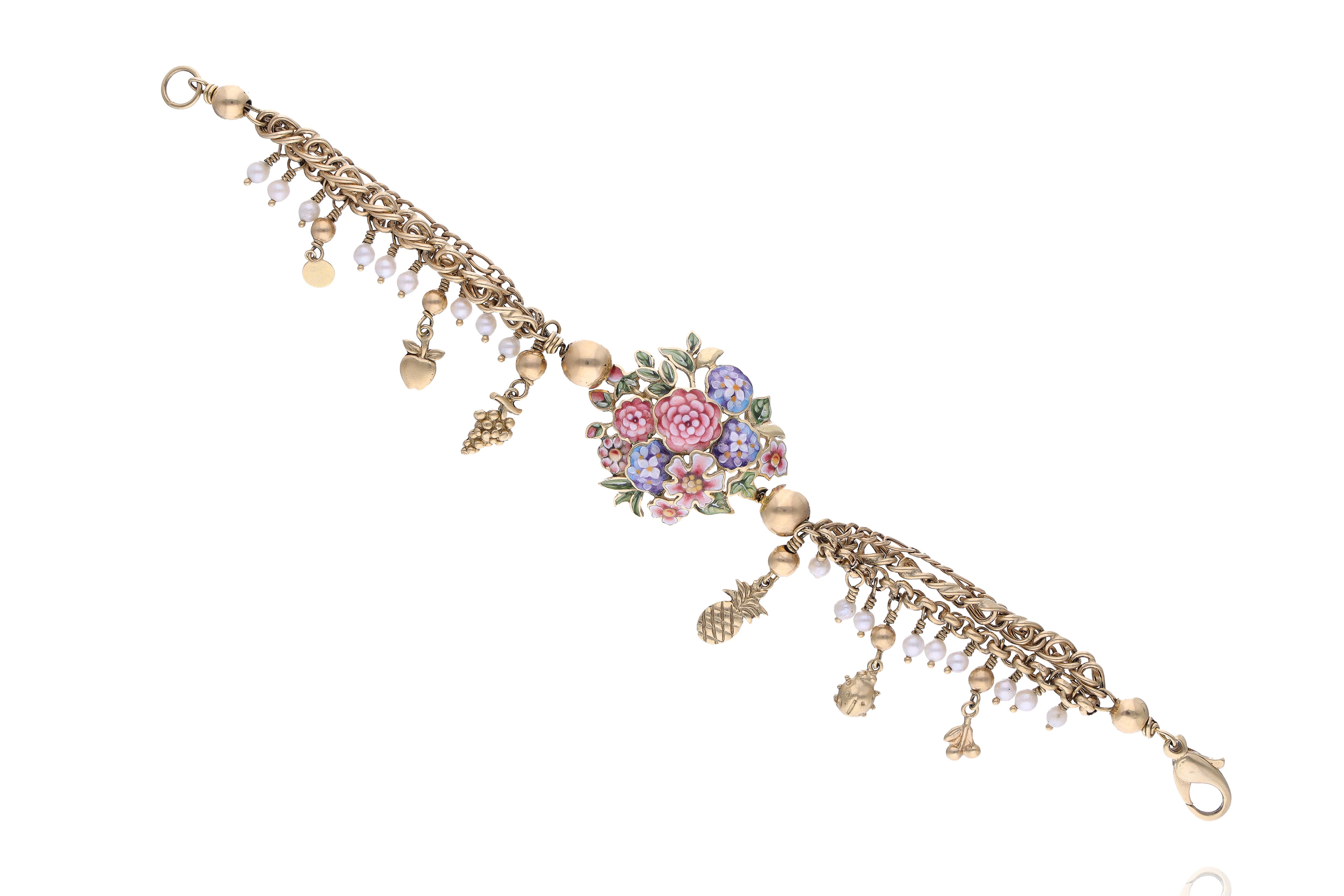 Rivalta, bracciale con smalti e perle coltivate - Asta Preziosi Online