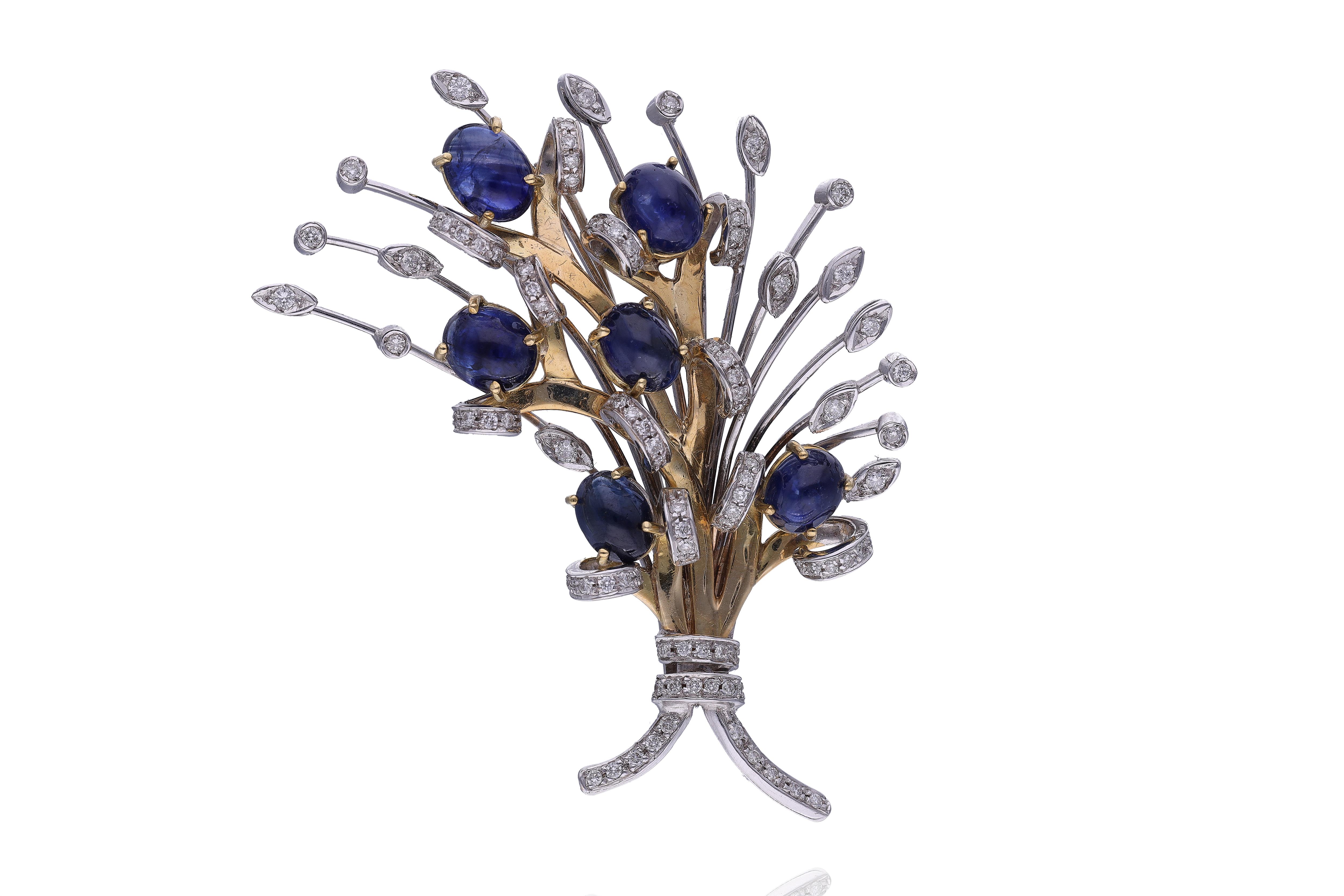 Spilla con zaffiri e diamanti - Asta Preziosi Online