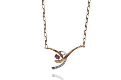 Collana con diamanti e rubino - Asta Preziosi Online