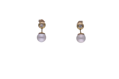Orecchini con diamanti e perle coltivate - Asta Preziosi Online