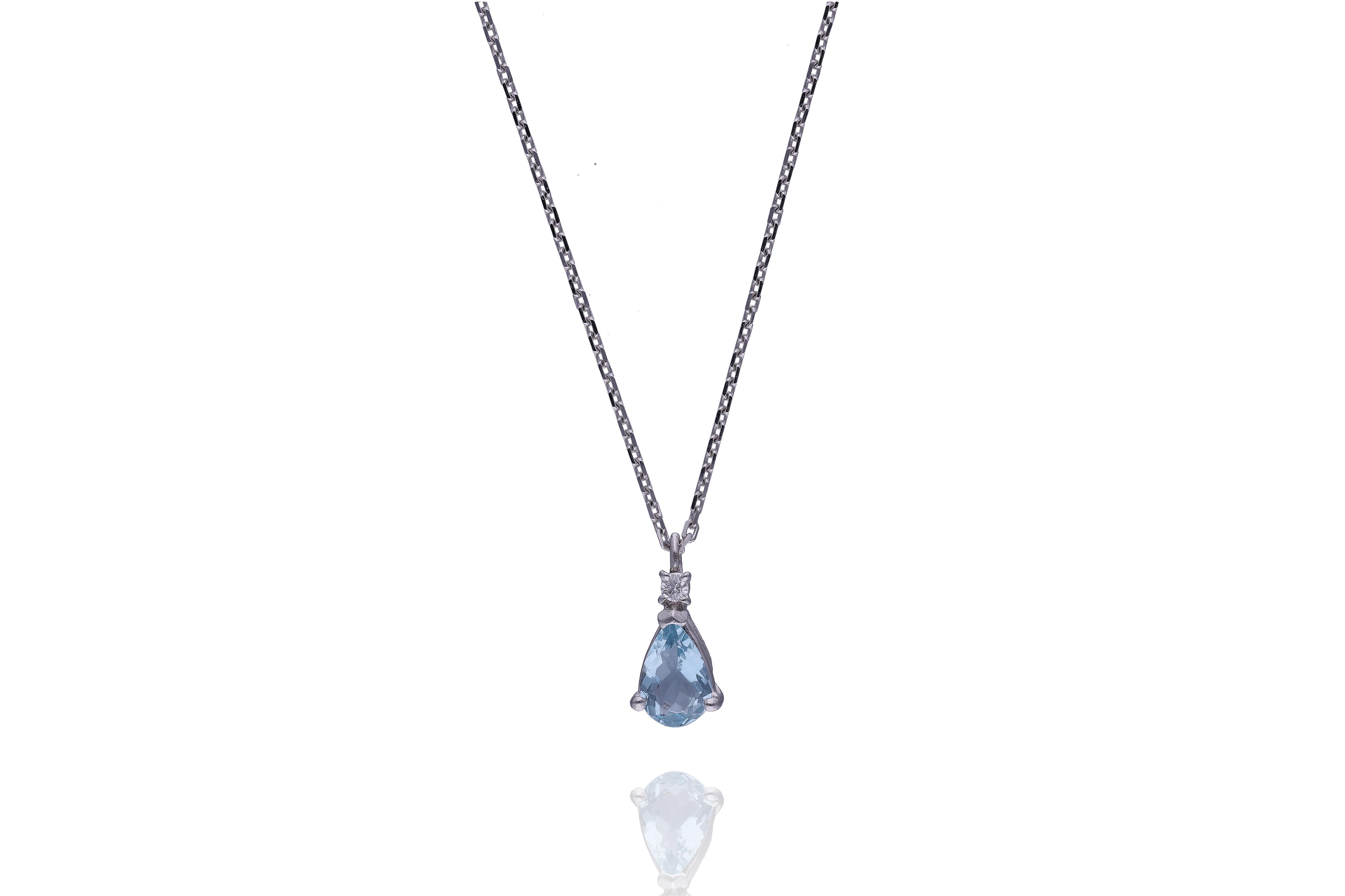 Collana con ciondolo con diamante e acquamarina - Asta Preziosi Online